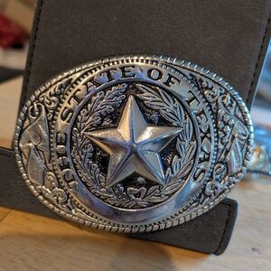 State of Texas Silver Finish Trophy Belt Buckle